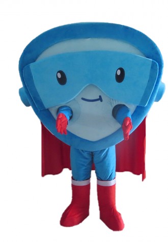 Special Triangle Blue Robot With Cloak Mascot Costume