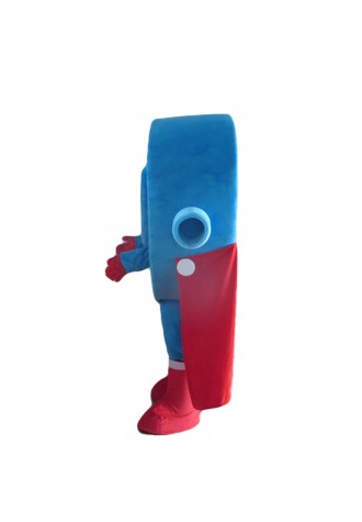 Special Triangle Blue Robot With Cloak Mascot Costume