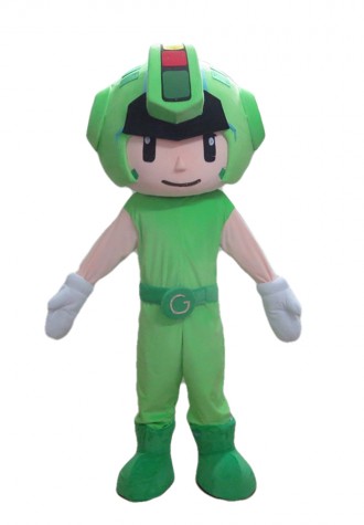 Basic Cool Green Robot Mascot Costume