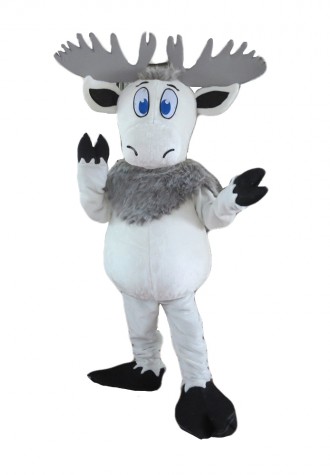 Customized White & Grey Moose Mascot Costume