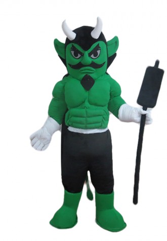 Green Muscle Hunter With Black Cloak Mascot Costume