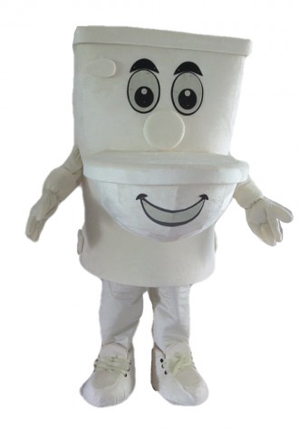 Cartoon White Toilet Mascot Costume