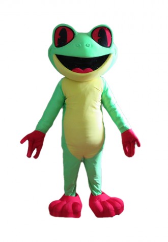 Free Shipping Cartoon Green & Yellow Frog Mascot Costume