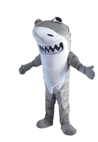 Cruel Grey Shark Mascot Costume