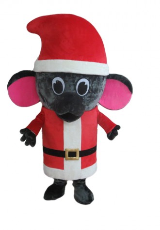 Funny Grey Christmas Mouse Mascot Costume