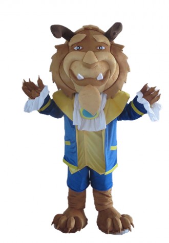 Noble Lion With Blue Coat Mascot Costume