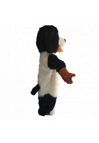 Honest Long Fur White & Black Dog Mascot Costume