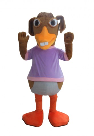 Clownish Buck Teeth Duck Mascot Costume