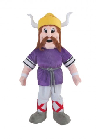 Powerful Warrior With Purple Top Mascot Costume