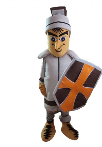 Brave Soldier With Shield Mascot Costume