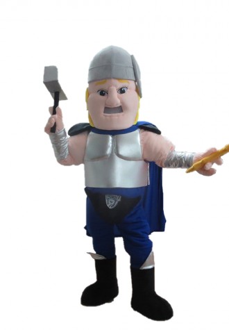 Attacking Soldier Holding Hammer Mascot Costume