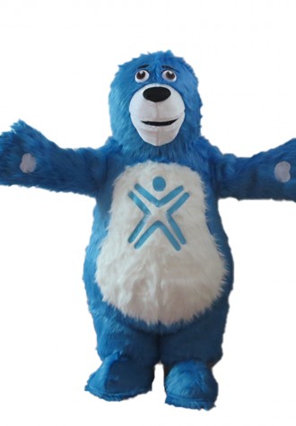 Strong Long Fur Blue Bear Mascot Costume