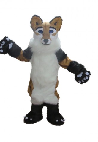 Unisex Furry Brown & White Dog Mascot Costume