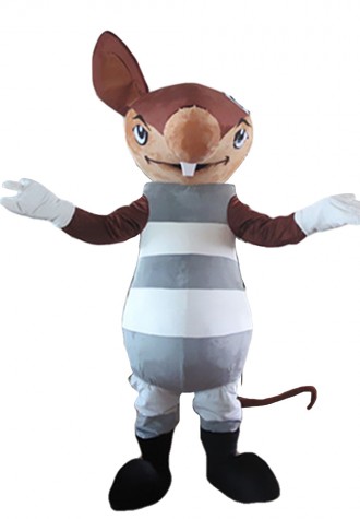One-eared Groundhog With Grey Set Mascot Costume