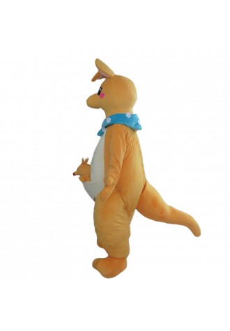 Yellow Kangaroo Mother And Little Baby Mascot Costume