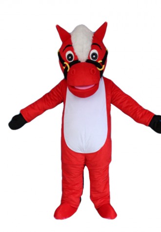 Standing Red & White Horse Mascot Costume