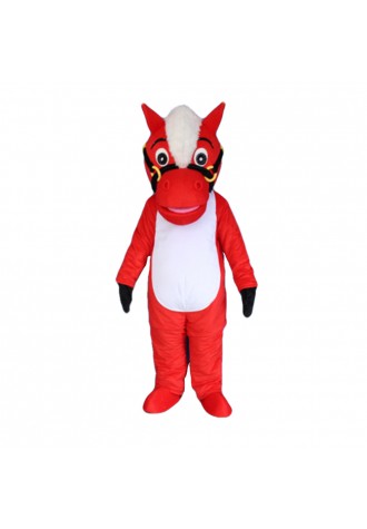 Standing Red & White Horse Mascot Costume