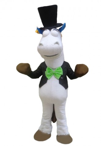 Gentleman Horse With Tuxedo And Bowler Hat Mascot Costume