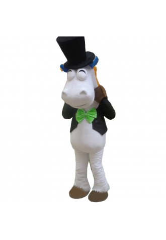 Gentleman Horse With Tuxedo And Bowler Hat Mascot Costume