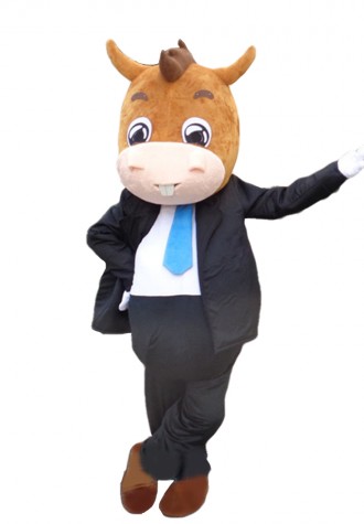 Charming Adult Horse With Suit Mascot Costume