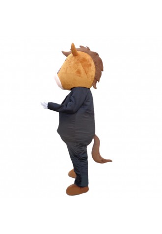 Charming Adult Horse With Suit Mascot Costume