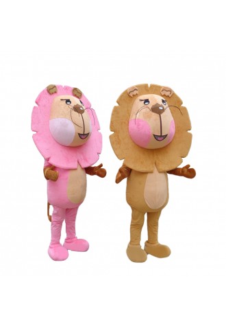 Advertising Customize Likable Brown Pink Lion Mascot Costume