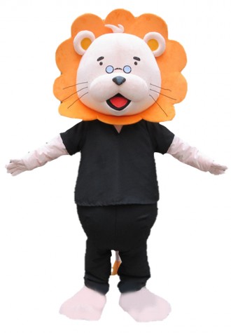 Fancy Quality Black Lion With Orange Hair Mascot Costume
