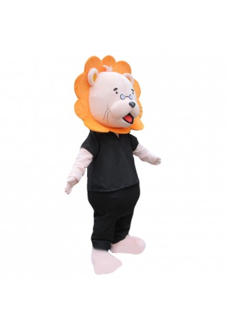 Fancy Quality Black Lion With Orange Hair Mascot Costume