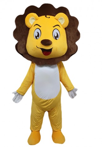 Adult Cartoon Happy Yellow Lion Mascot Costume