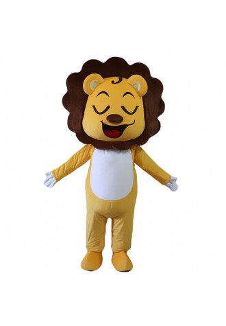 Adult Cartoon Happy Yellow Lion Mascot Costume