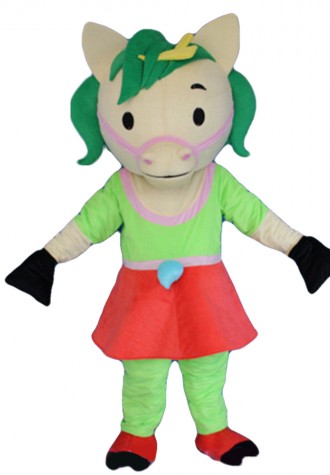New Style Little Horse With Green Hair Mascot Costume