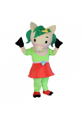 New Style Little Horse With Green Hair Mascot Costume