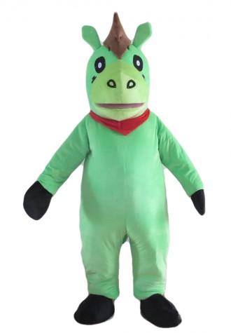 Hot Funny Cartoon Green Horse Mascot Costume