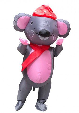 Big Inflatable Grey & Pink Mouse Mascot Costume