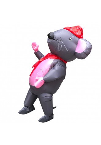 Big Inflatable Grey & Pink Mouse Mascot Costume