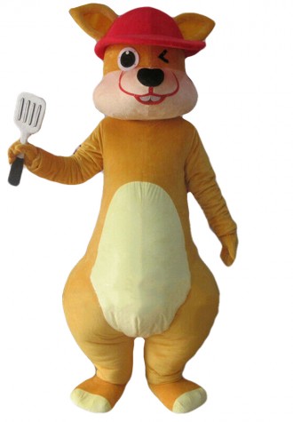 Short Plush Yellow Squirrel With Shovel Mascot Costume