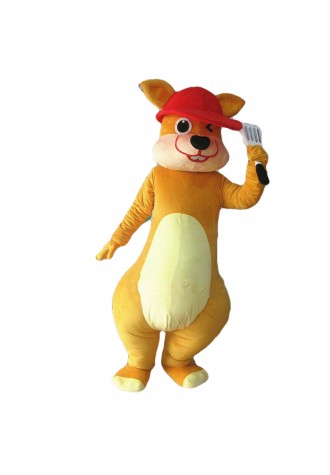 Short Plush Yellow Squirrel With Shovel Mascot Costume