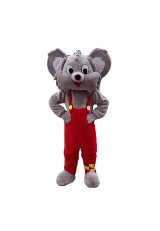 Smiling Grey Mouse With Red Pants Mascot Costume