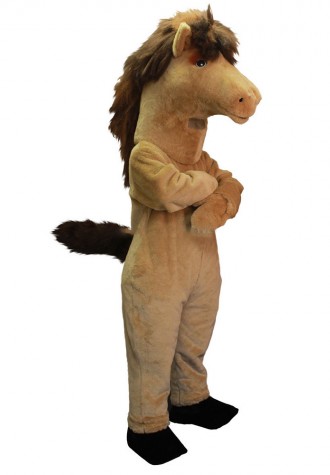 Standing Crossed Hands Brown Horse Mascot Costume