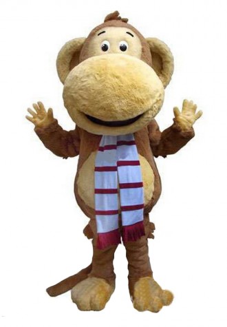 Funny Big Mouth Monkey With Scarf Mascot Costume