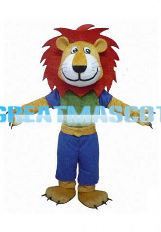 Free Shipping Happy Lion With Reddish Brown Mane Mascot Costume