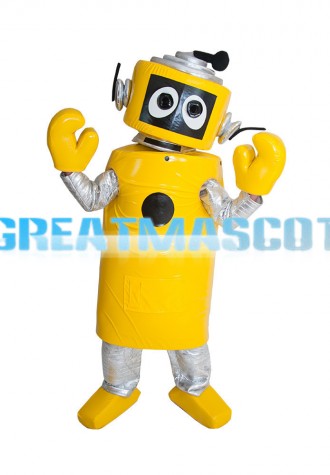 Customized Yellow Cylindrical Robot Mascot Costume