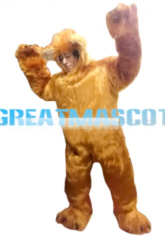 Plush Long Fur Big Brown Bear Mascot Costume