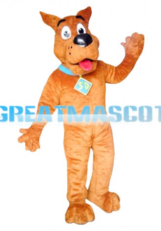 Honest Brown Dog With Dog Tag Mascot Costume