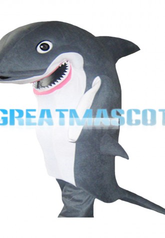 Realistic Grey Shark With Sharp Tooth Mascot Costume