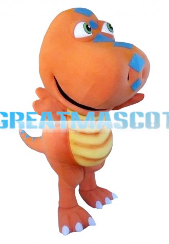 Funny Big Head Little Orange Dragon Mascot Costume