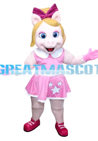 Adorable Girl Horse In Pink Dress Mascot Costume