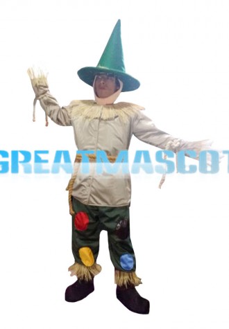 Hot Sale Scarecrow With Green Conical Hat Mascot Costume