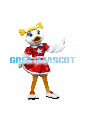 White Duck With Red Pentagram Dress Mascot Costume