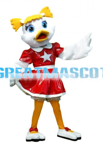 White Duck With Red Pentagram Dress Mascot Costume